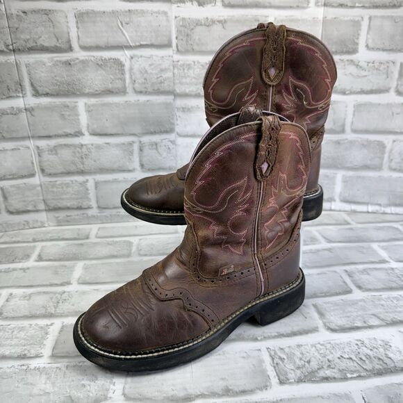 Justin Gypsy L9903 Pink Stitch Western Cowboy Boots Women’s Size 8 B - Picture 3 of 13